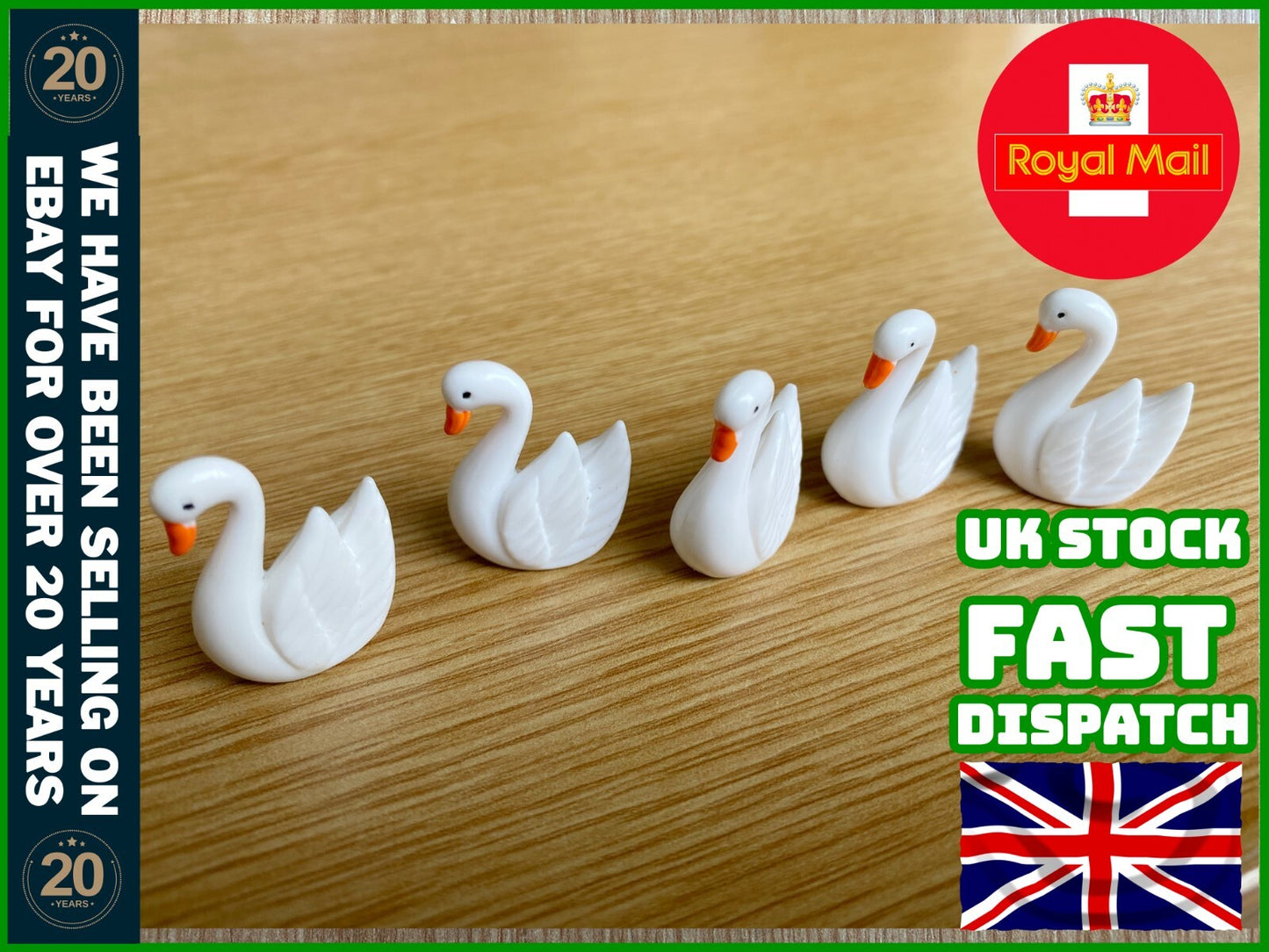 5x Resin White Swans for dolls house, modelling cute charms miniature figurines