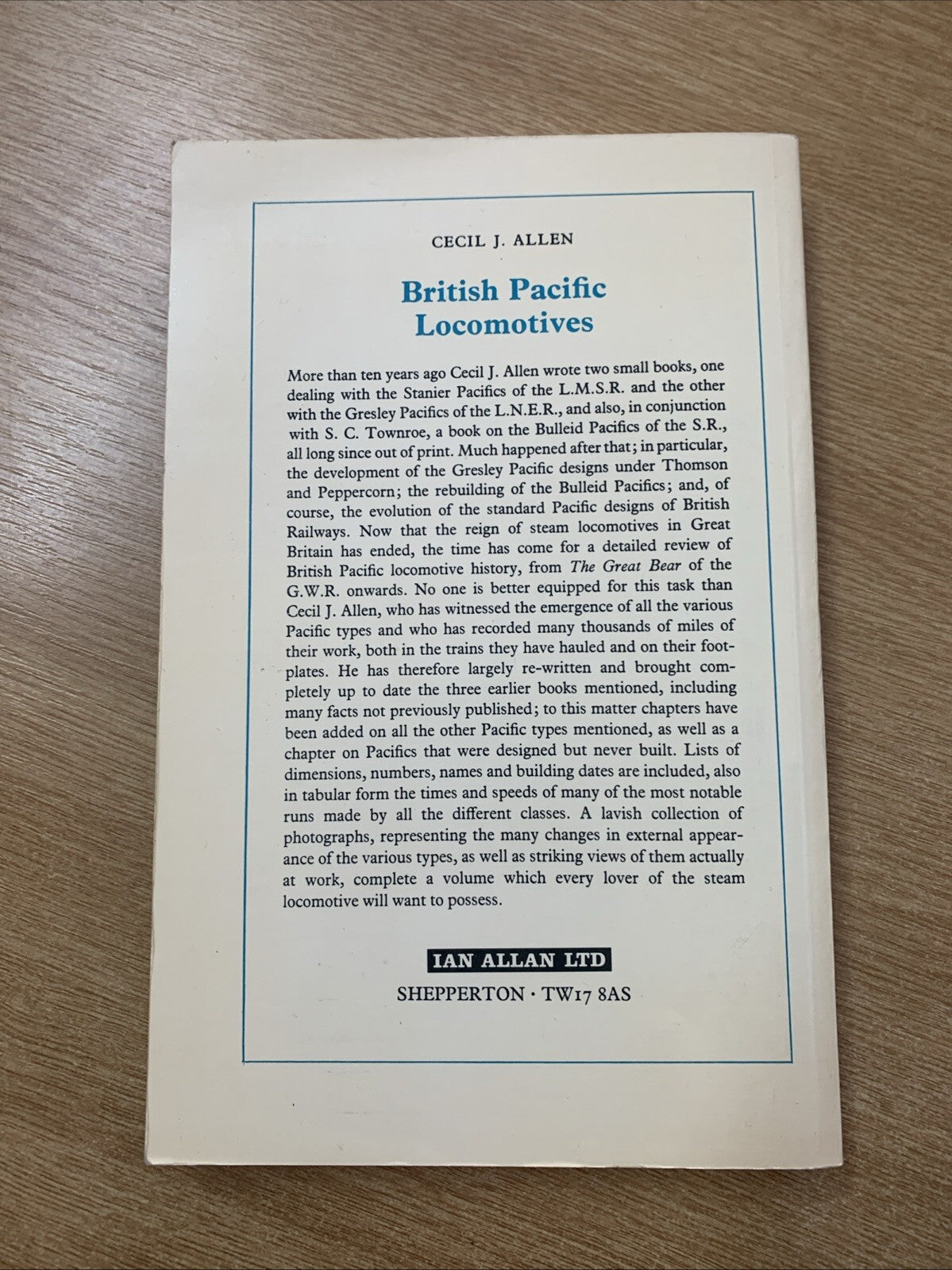 British Pacific Locomotives By Cecil J. Allen