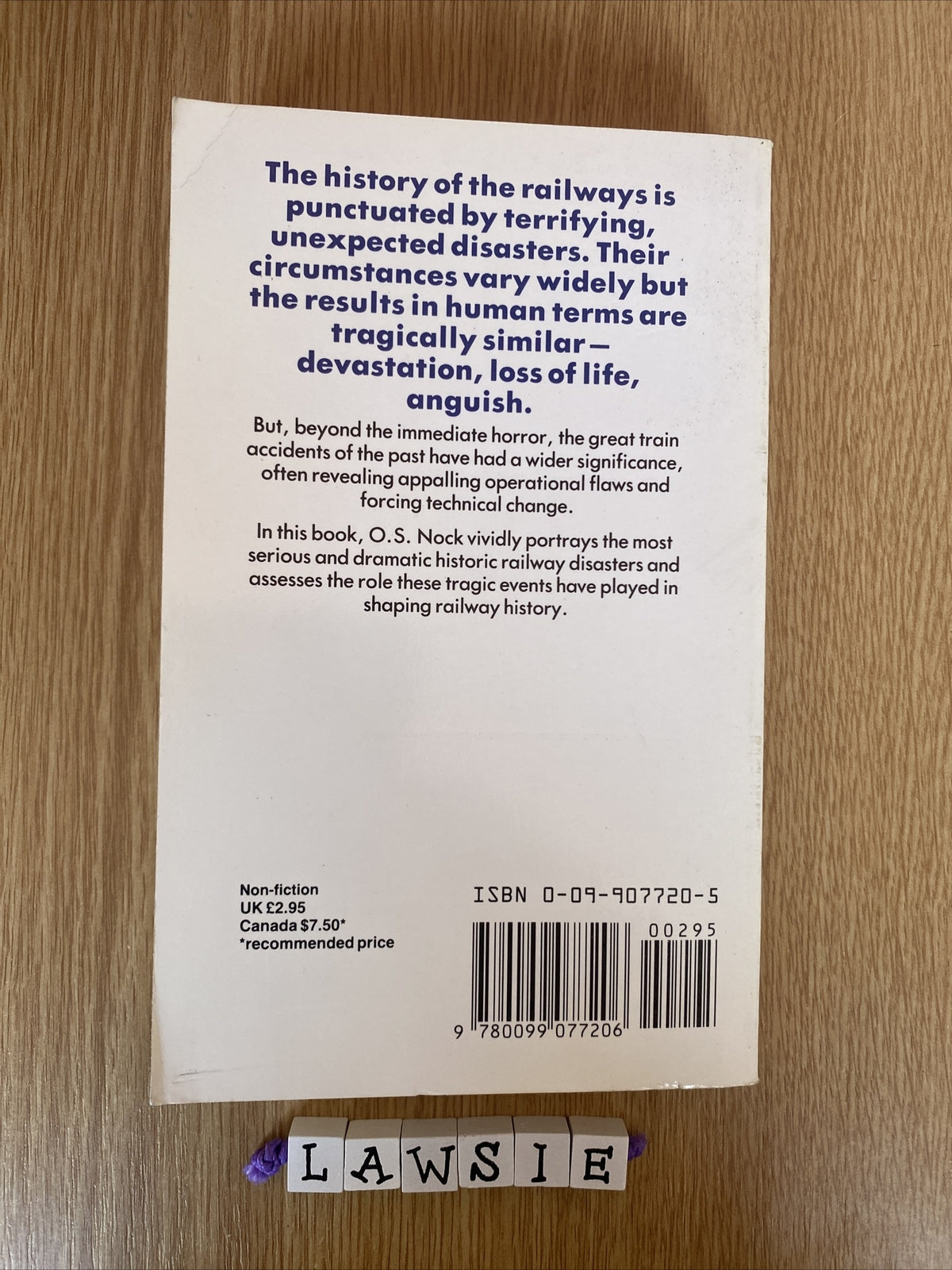 Historic Railway Disasters by O. S. Nock (Paperback, 1986)