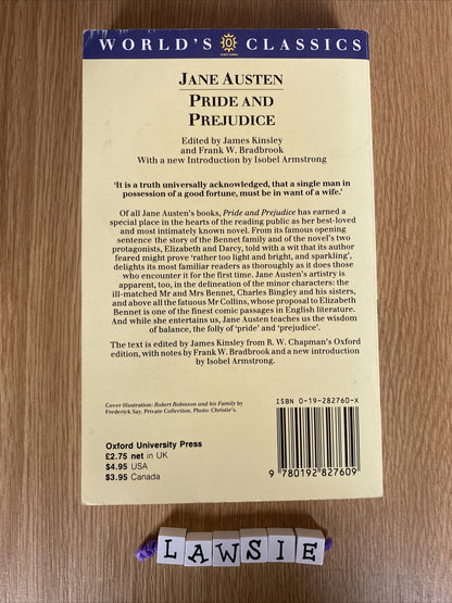 Pride and Prejudice by Jane Austen (Paperback)